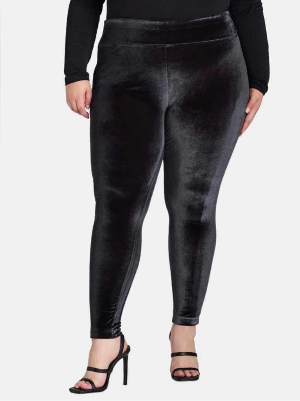 NWT Terra & Sky Black Velvet Leggings Womens Plus Size 2X Whimsigoth Winter Cozy